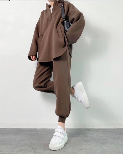 Damen Fleece-Jogginganzug Oversized Reißverschluss Norvielle