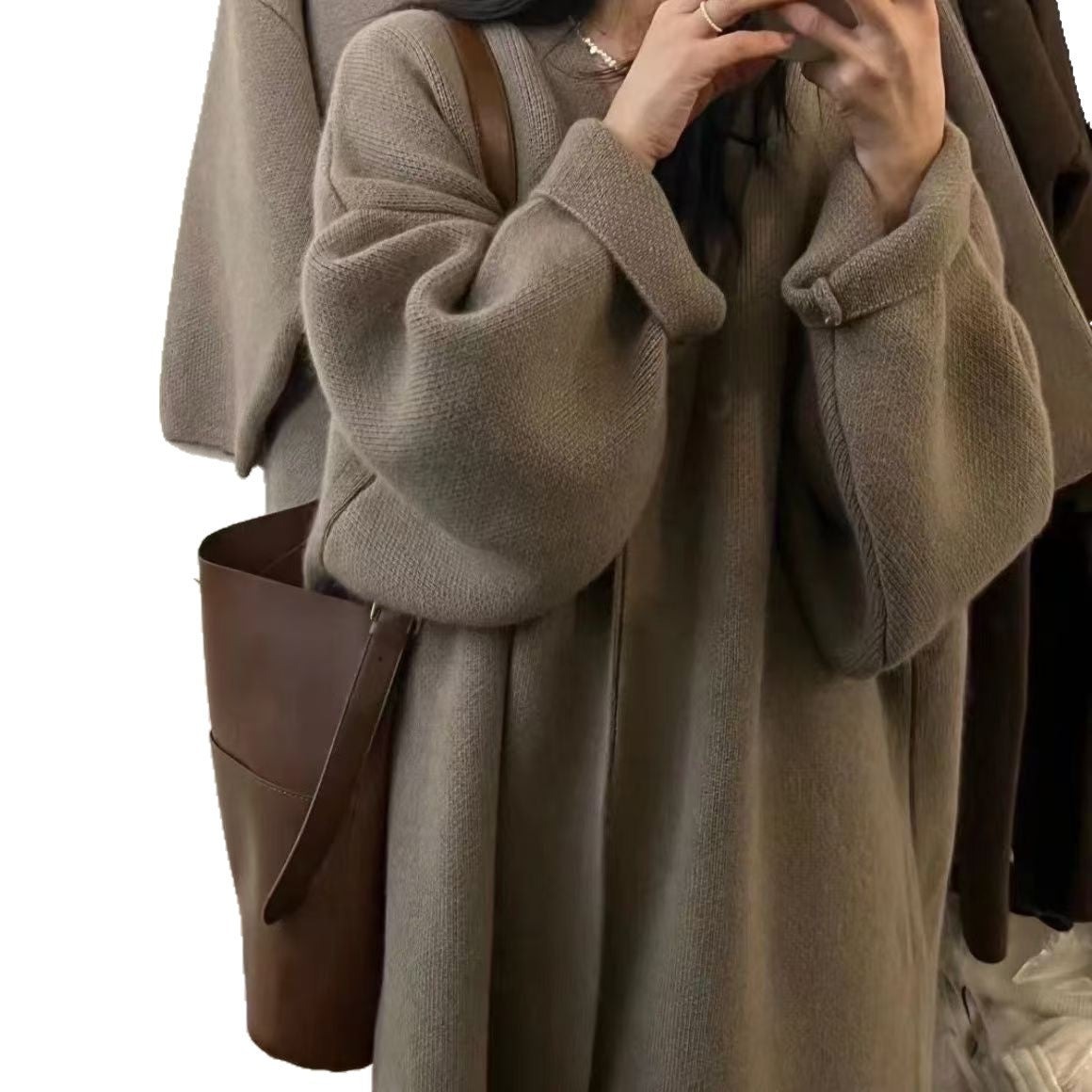Damen Oversized Strickjacke Norvielle Wollig Warm