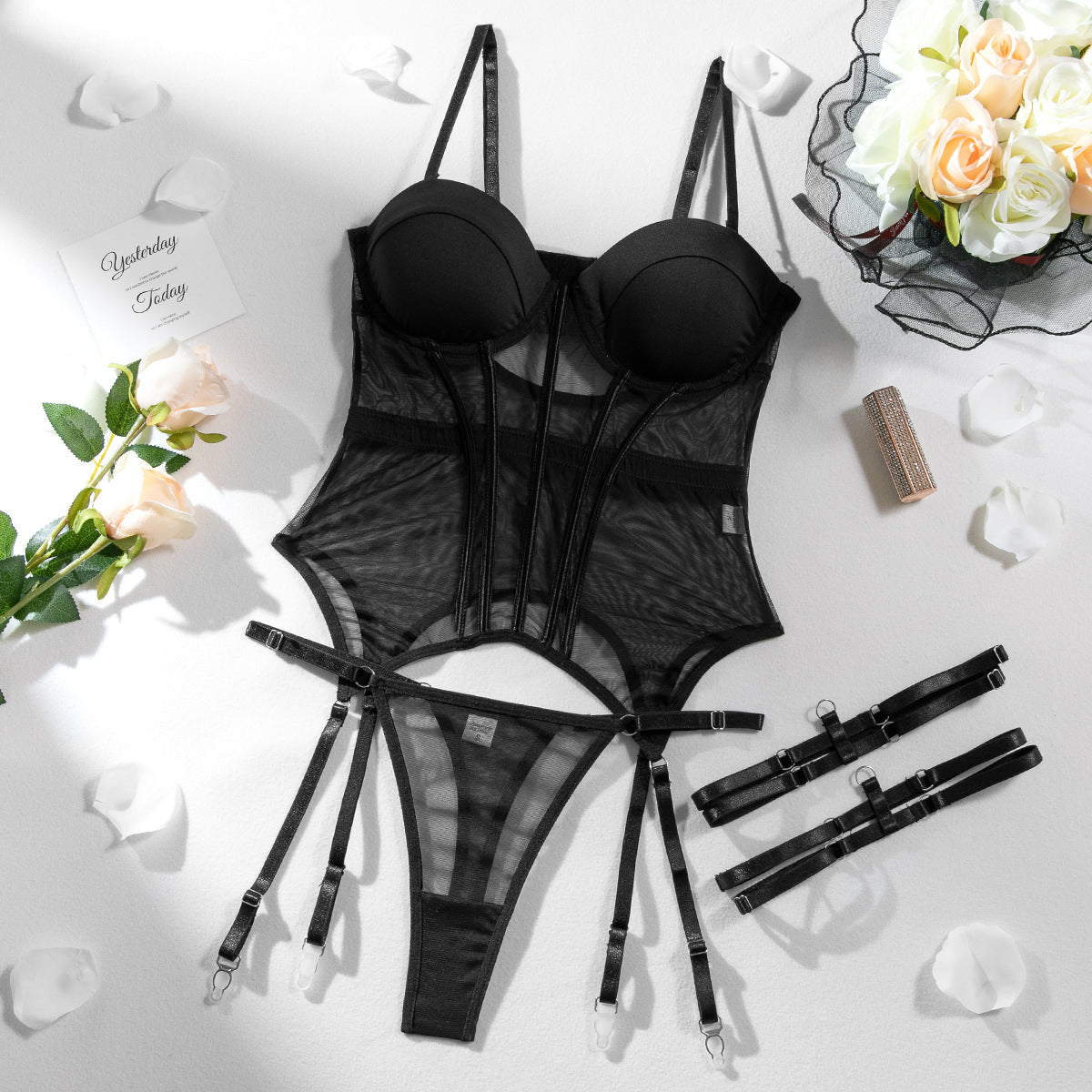 Dessous-Set Damen Französisches Spitze Bügel-Bustier