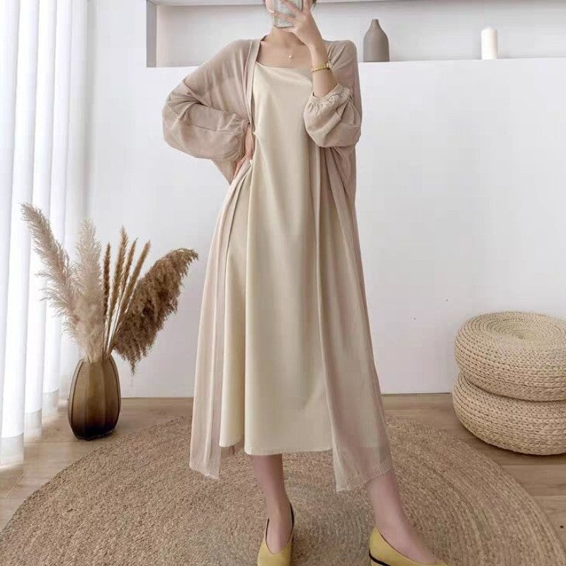 Damen Maxikleid Leichtes Kimono-Overlay Norvielle
