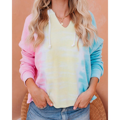 Damen Kapuzenpullover V-Ausschnitt Batikdesign Norvielle
