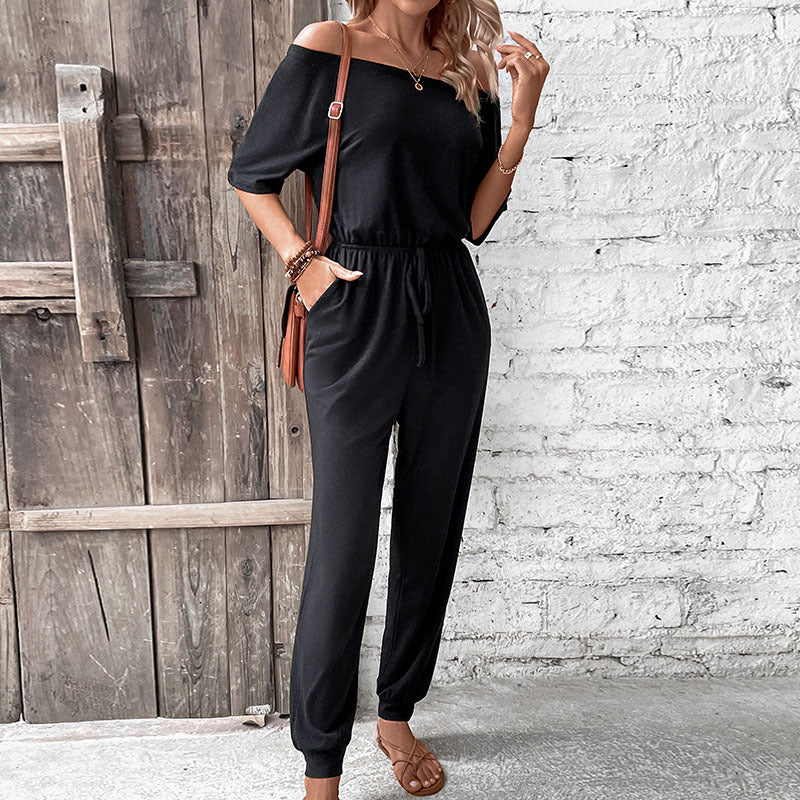 Damen Jumpsuit Schulterfrei Verstellbar Norvielle