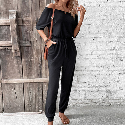 Damen Jumpsuit Schulterfrei Verstellbar Norvielle