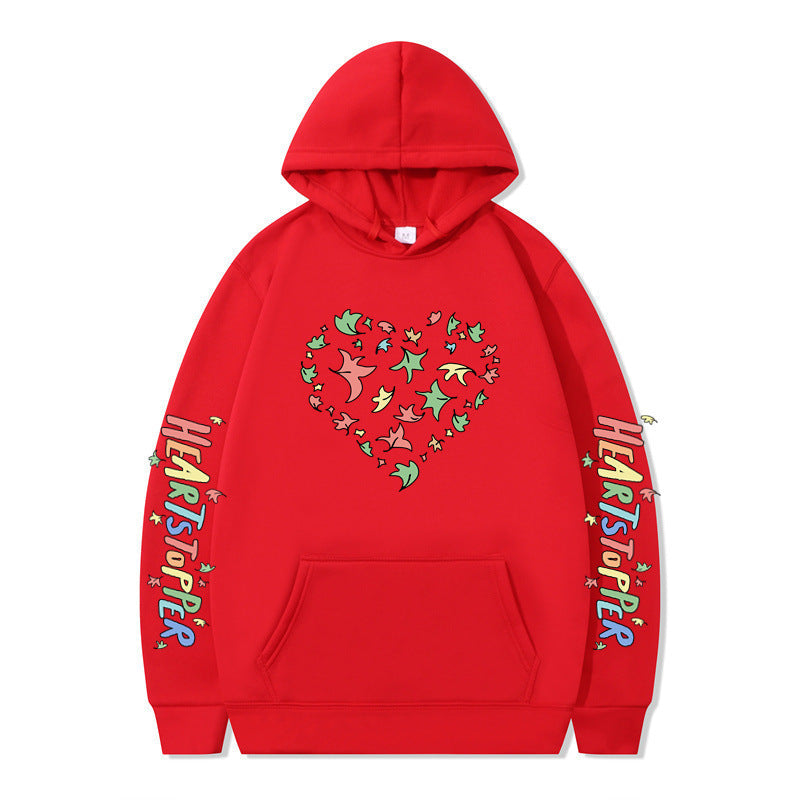 Damen Kapuzenpullover Herz- und Blattmotiv Norvielle