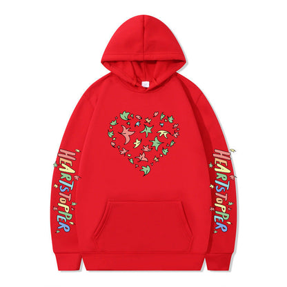 Damen Kapuzenpullover Herz- und Blattmotiv Norvielle