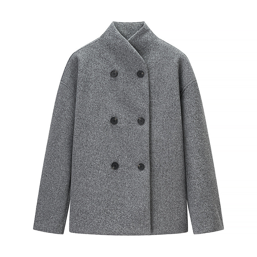Damen Wolljacke Doppelt Geknöpft Norvielle