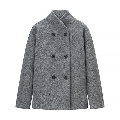 Damen Wolljacke Doppelt Geknöpft Norvielle
