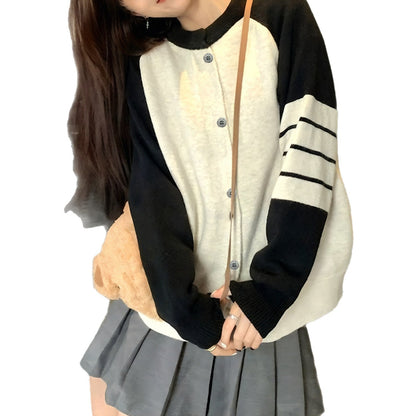 Damen Strickcardigan Bequem Mit Knöpfen Sportliche Streifen Norvielle