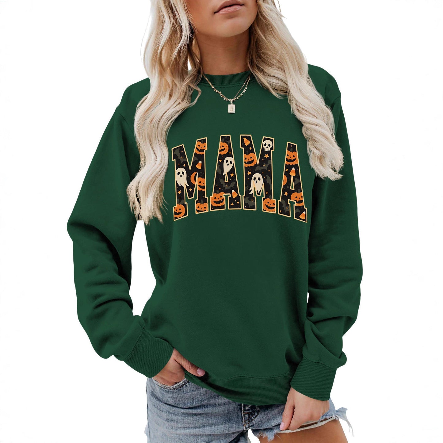 Damen Sweatshirt Halloween-Design Baumwolle Bequem