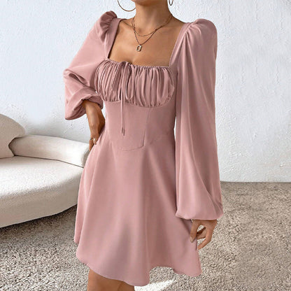 Damen Minikleid Rüschendetails Puffärmel