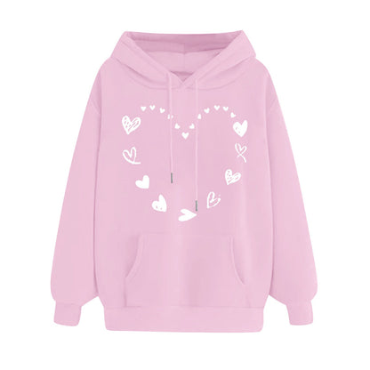 Damen Kapuzensweater Herzmotiv Kängurutasche Norvielle