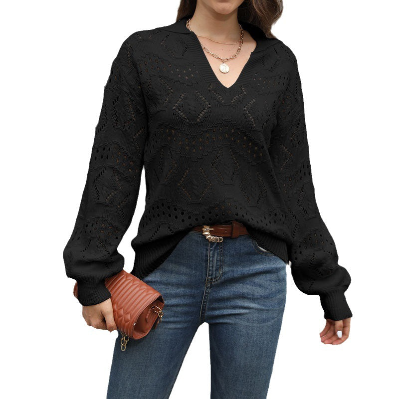 Damen Strickpullover Pikee-Muster Luftig Norvielle