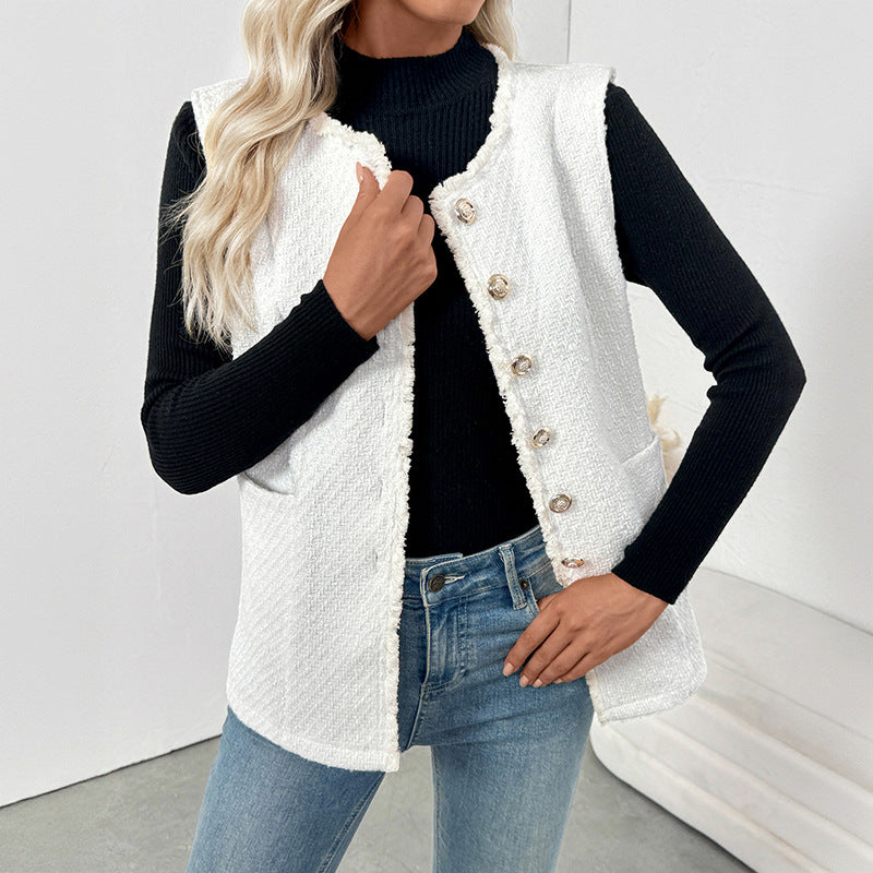 Damen Strickweste mit Knöpfen und Taschen Norvielle