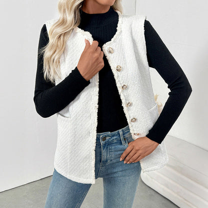 Damen Strickweste mit Knöpfen und Taschen Norvielle