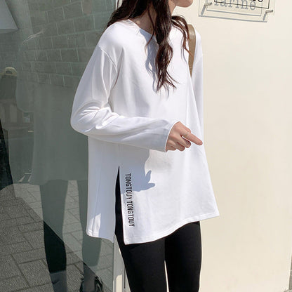 Damen Longsleeve-Shirt Asymmetrischer Schnitt Durchgehendes Design