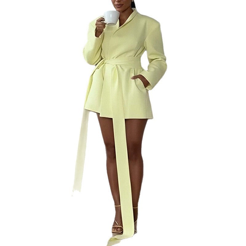 Damen Sommerjacke mit Bindegürtel und Taschen Norvielle