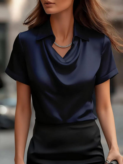 Damen Satinbluse Weich Norvielle Eleganter Kragen