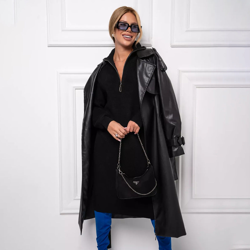 Damen Strickkleid Stehkragen Reißverschluss Norvielle
