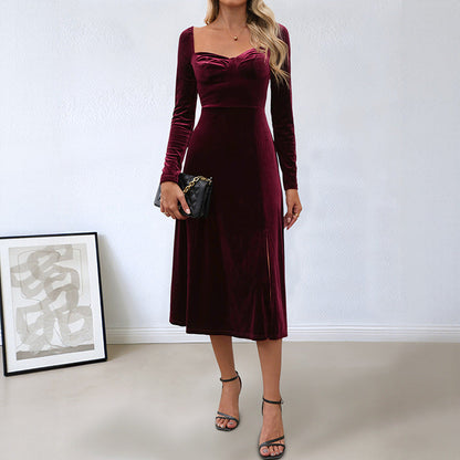 Damen Maxikleid V-Ausschnitt Langer Arm Norvielle