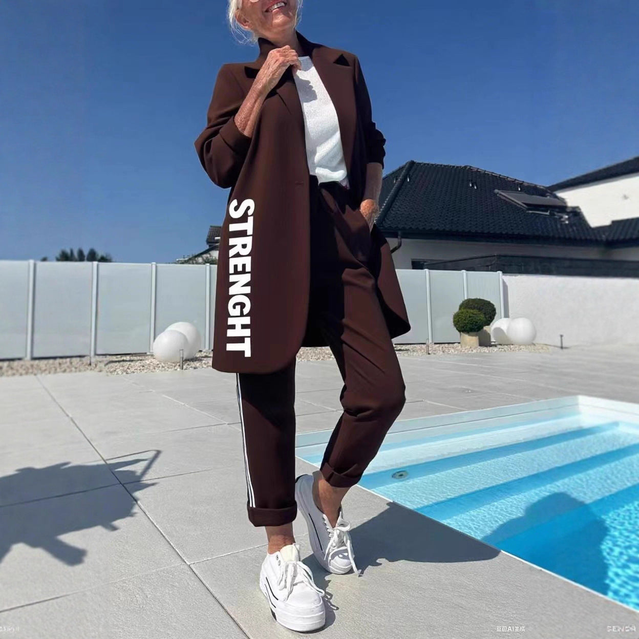 Damen Trenchcoat Streifenoptik