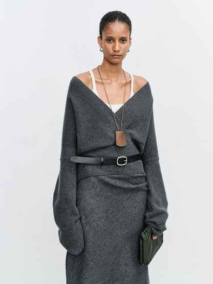 Damen Wickelpullover Weich Wolle Norvielle