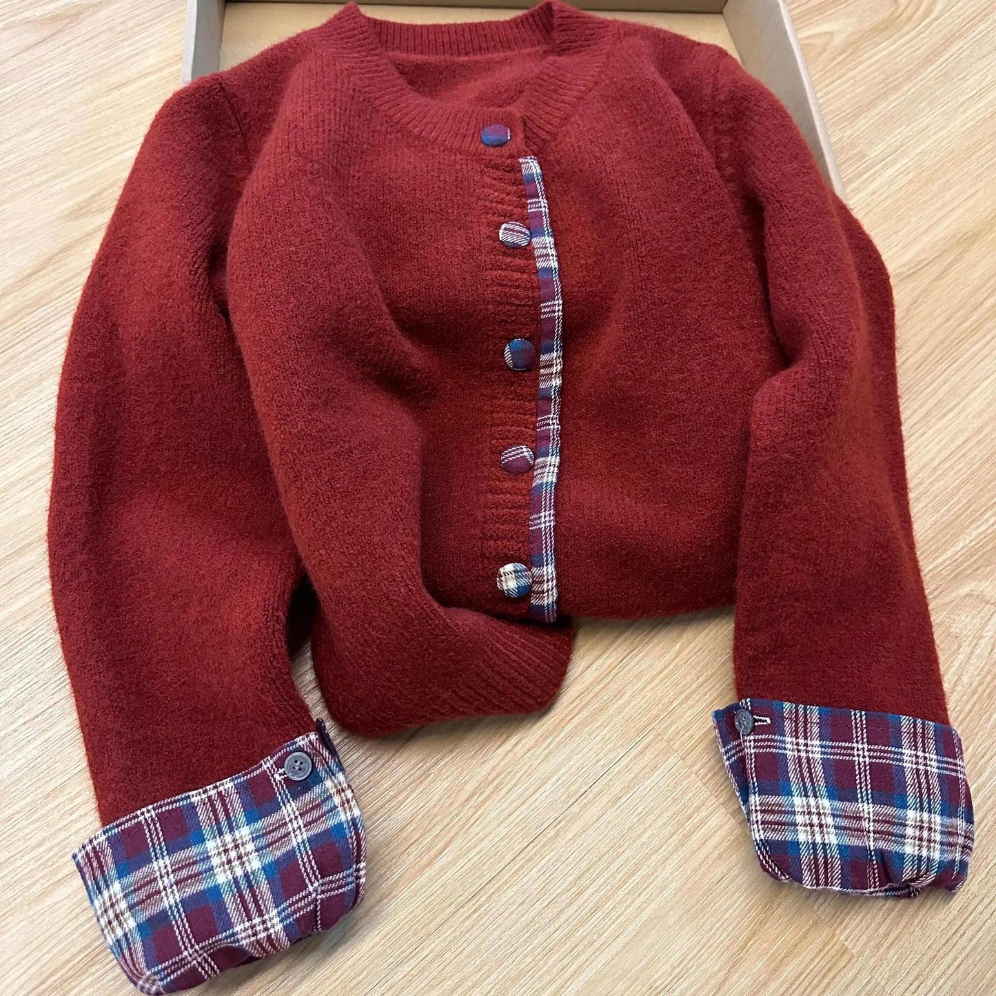 Damen Strickjacke Karomuster Weich Norvielle