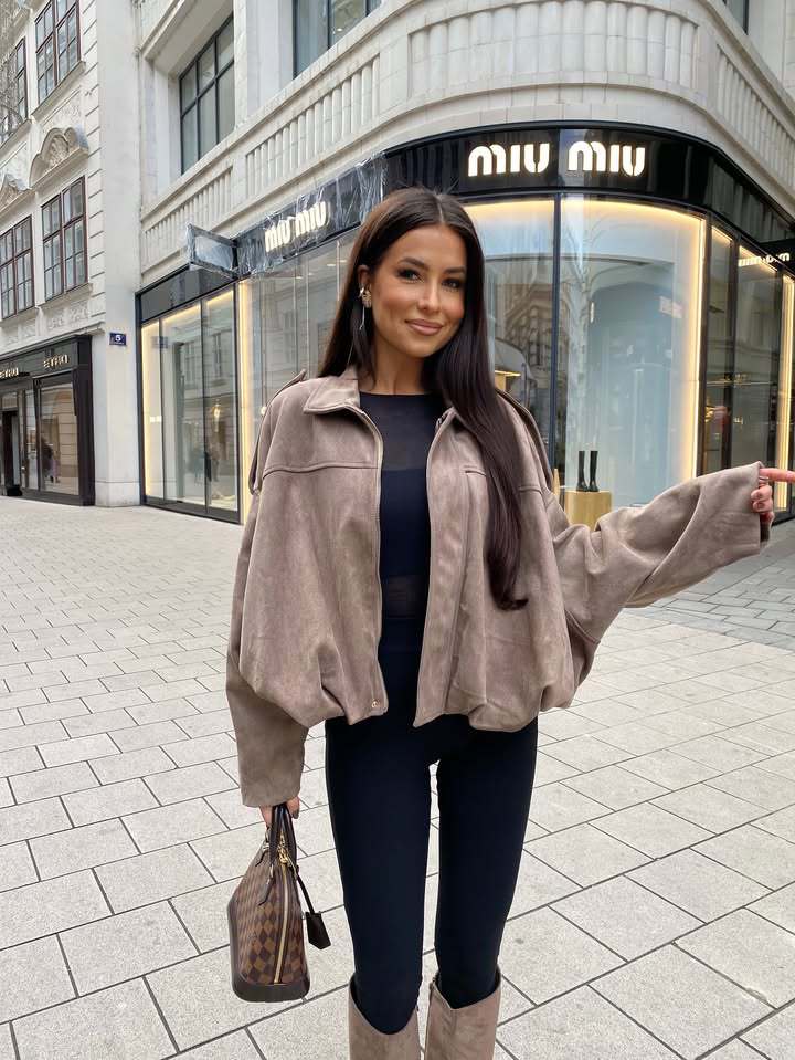 Damen Oversized-Jacke Weiches Baumwollmischgewebe