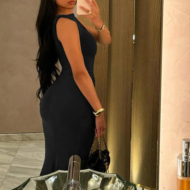 Damen Maxikleid Körperbetonter Schnitt Elegante Drapierung Norvielle