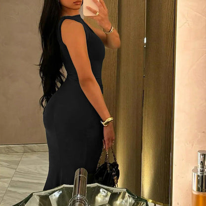 Damen Maxikleid Körperbetonter Schnitt Elegante Drapierung Norvielle
