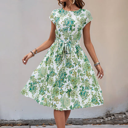 Damen Midikleid Asymmetrischer Saum Dekorativer Gürtel Norvielle