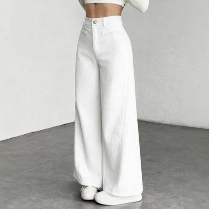 Damen Cordhose Weite Passform Hoher Bund Lang