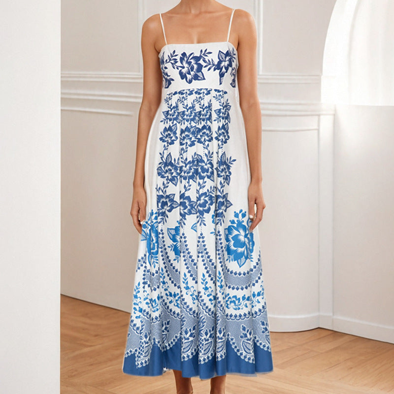 Damen Maxi-Kleid Florales Design Schwingender Rock - Norvielle