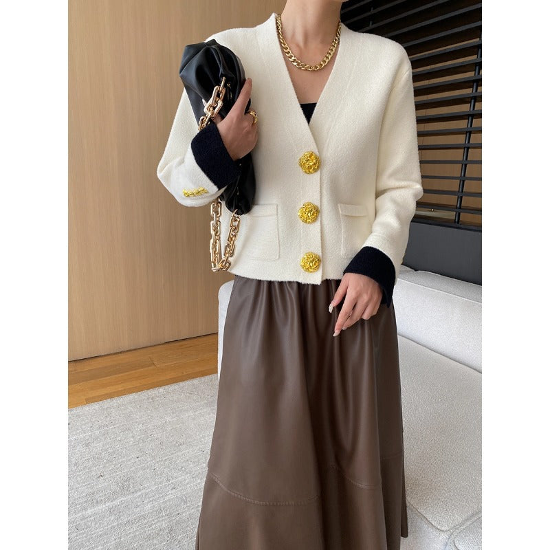 Damen Cardigan mit Knöpfen und Maxirock - Norvielle