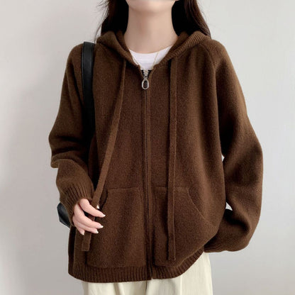 Damen Oversized Kapuzenjacke Kurz Schnitt Praktische Taschen