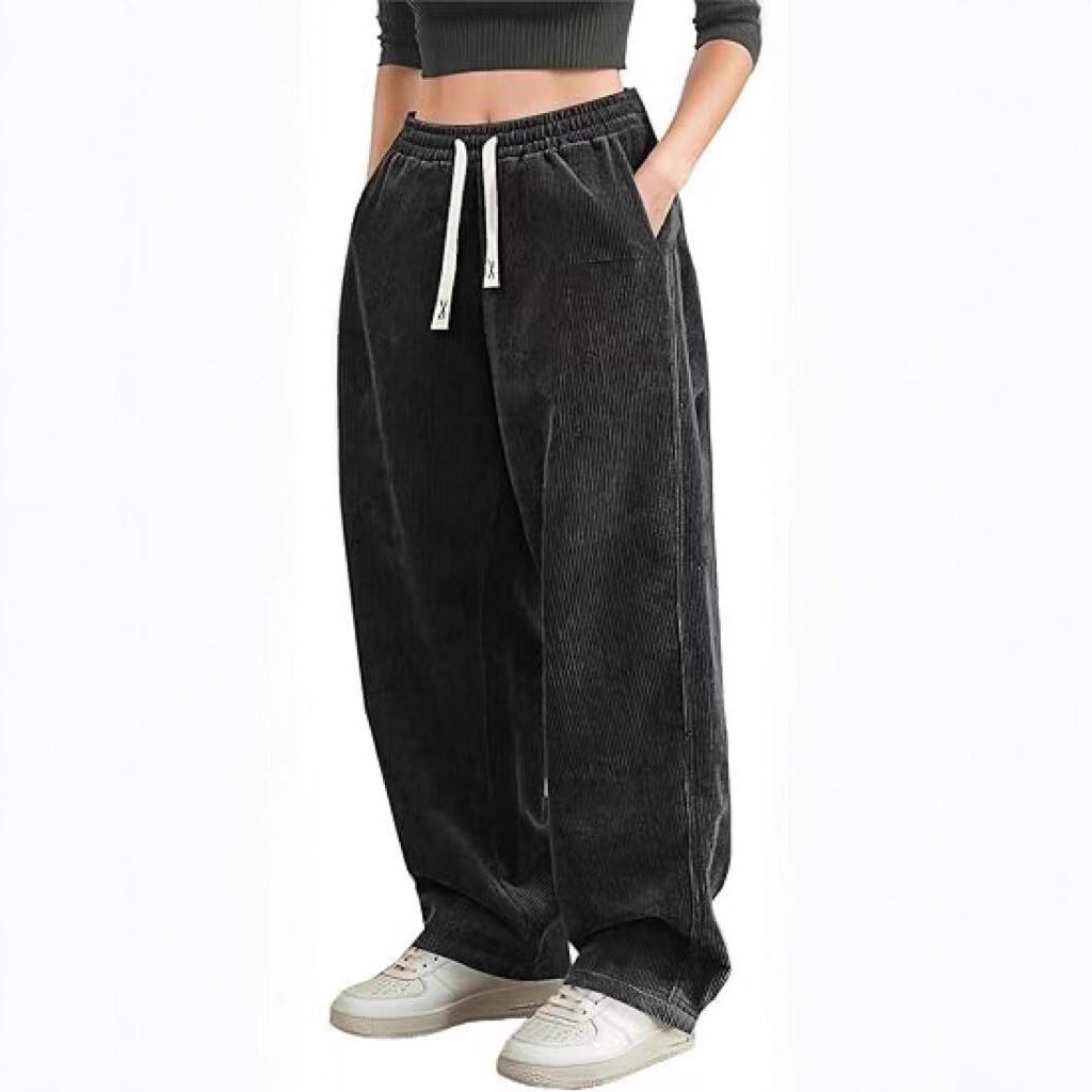 Damen Cordhose Weite Bein Elastischer Bund Norvielle