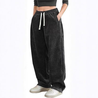 Damen Cordhose Weite Bein Elastischer Bund Norvielle