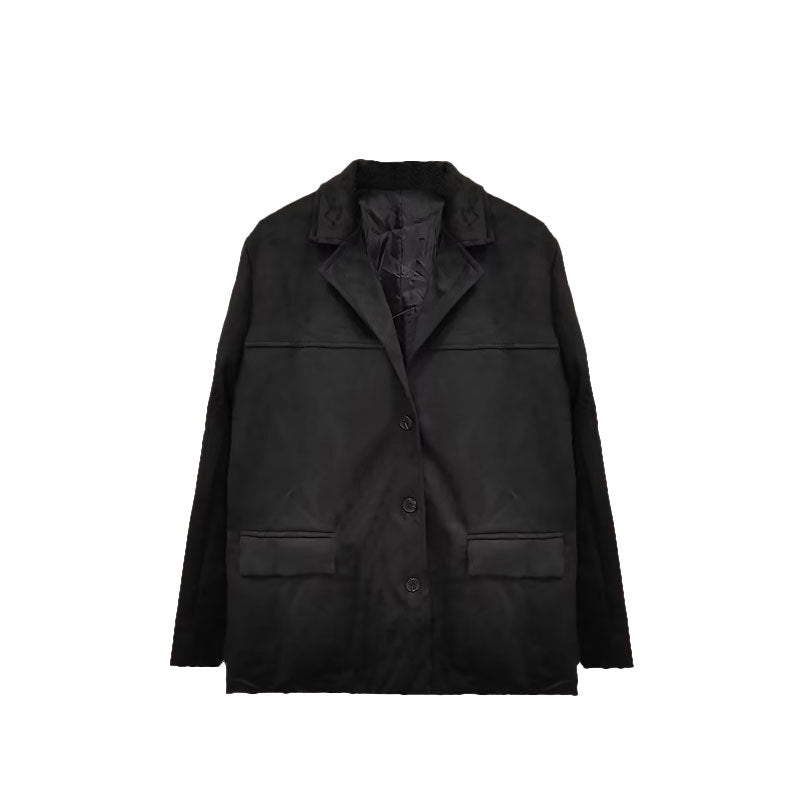 Damen Wildlederjacke Klassischer Schnitt 2 Taschen Norvielle