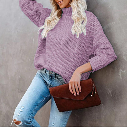 Damen Grobstrickpullover Rollkragen Lässig Norvielle