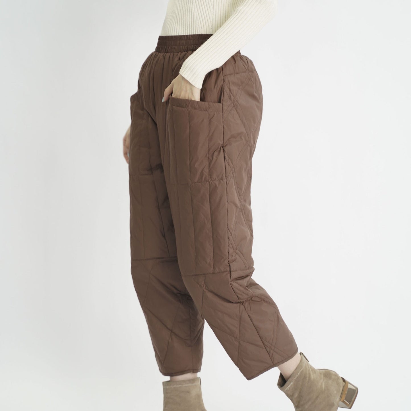 Damen Gefütterte Hose Elastikbund Taschen