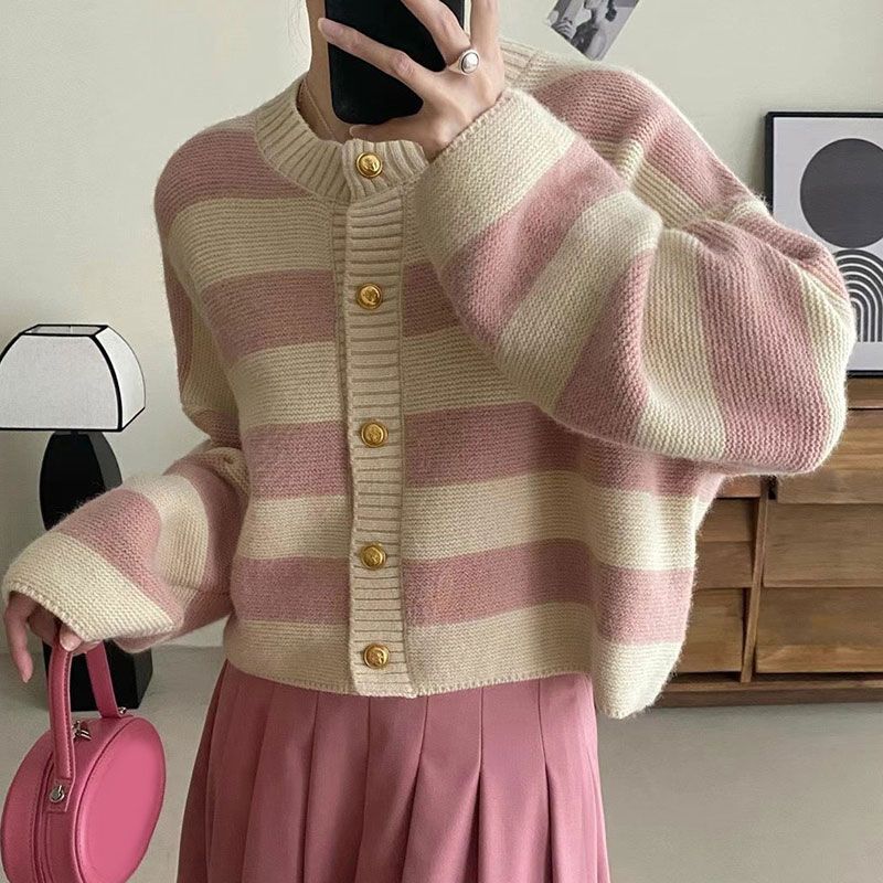 Damen Oversize Strickpullover mit Knöpfen Norvielle