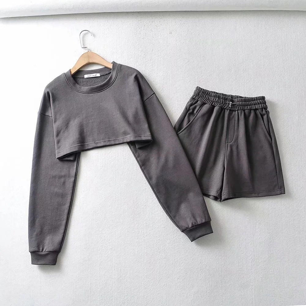 Damen Crop- und Shorts Set Norvielle