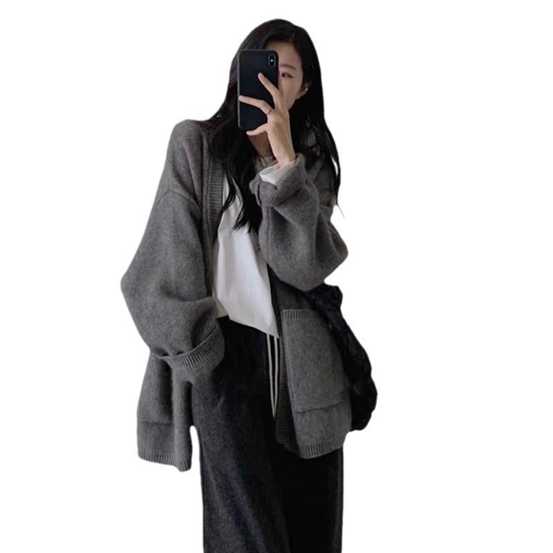 Damen Strickcardigan mit V-Ausschnitt und Taschen Norvielle