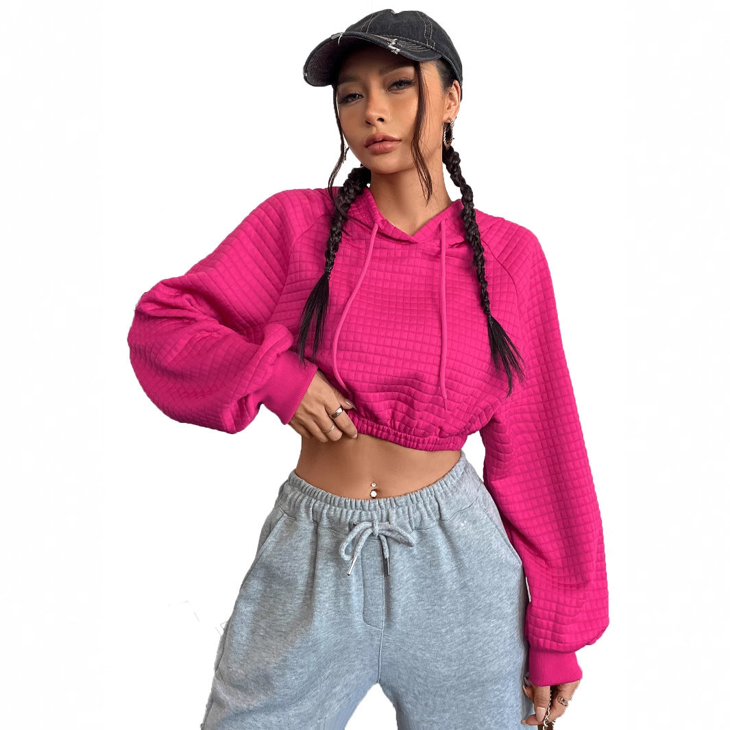 Damen Cropped Hoodie Strukturiertes Design Norvielle