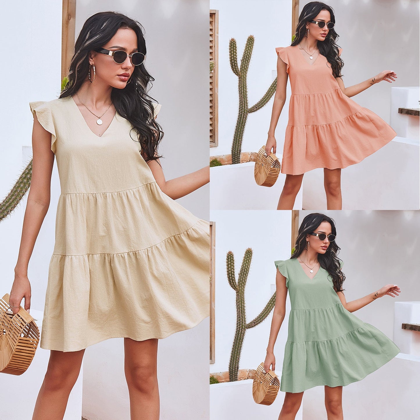 Damen Sommerkleid Schulterfrei Norvielle - Norvielle