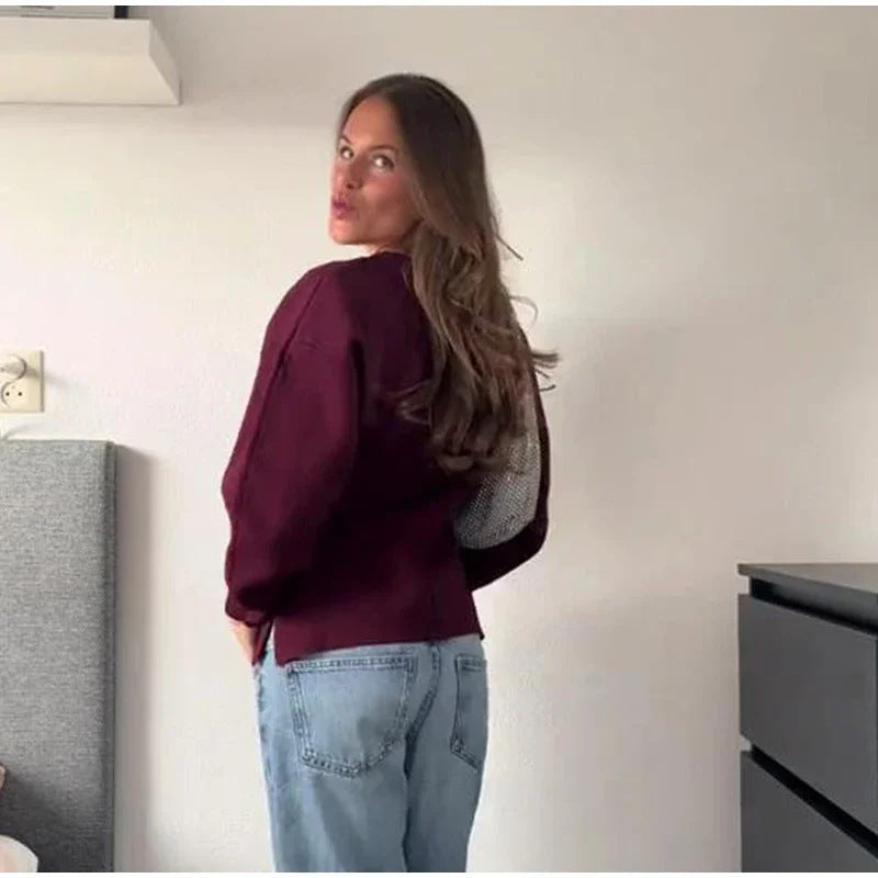 Damen Strickjacke V-Ausschnitt Bequem Norvielle