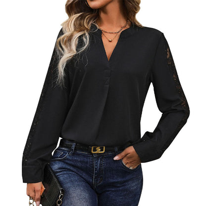 Damen Bluse Spitzeneinsätze Norvielle