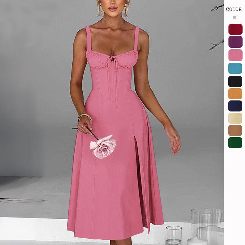 Damen Elegantes Midi-Kleid V-Ausschnitt Taillenbetonung Norvielle - Norvielle