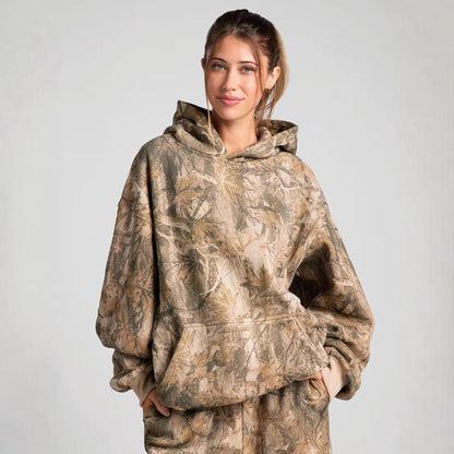 Damen Oversized Kapuzenpullover Camouflage Norvielle