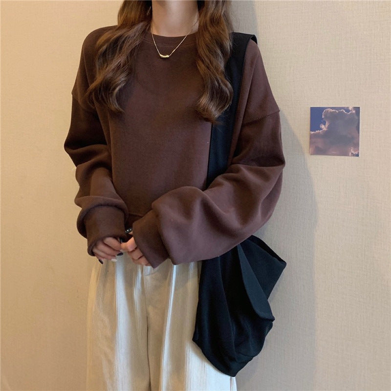 Damen Oversized Sweatshirt Komfort-Kragen Weich