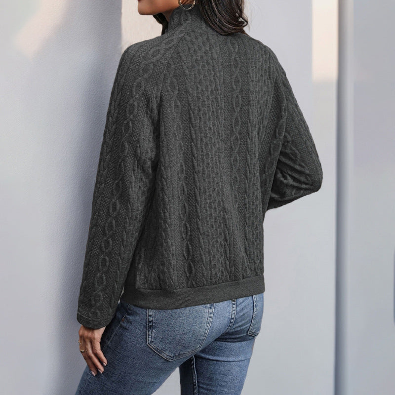 Damen Pullover Hochkragen Strukturiert Norvielle